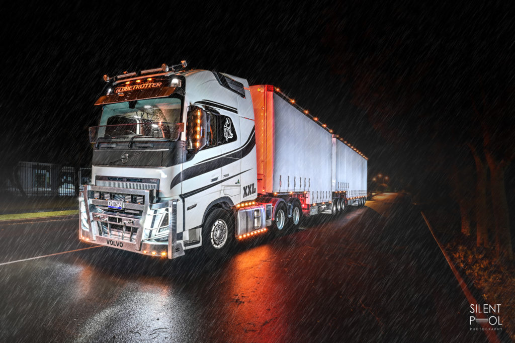 Volvo Transport Truck Night Photo